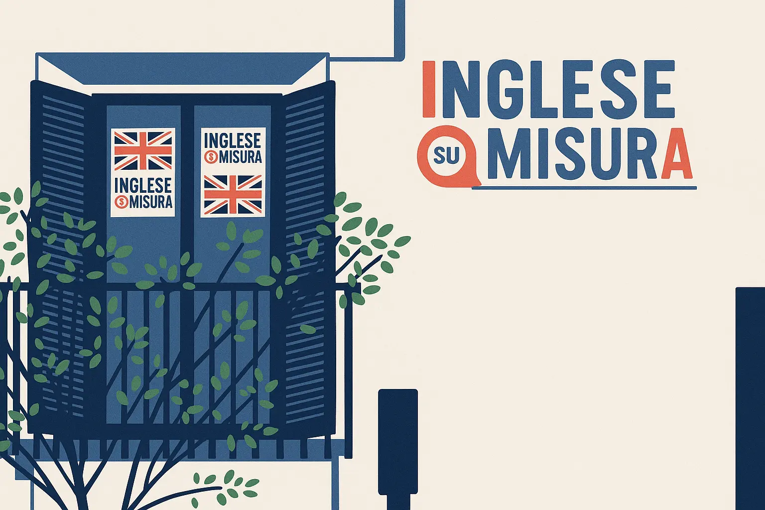 Un’illustrazione dell’esterno della sede di Inglese su Misura a Magenta